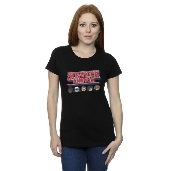 Netflix Womens/Ladies Stranger Things Caricature Logo Cotton T-Shirt / Black - Picture 2 of 3